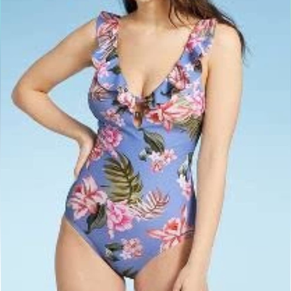 Kona Sol Women's Over The Shoulder Ruffle High
Coverage One Piece Swimsuit